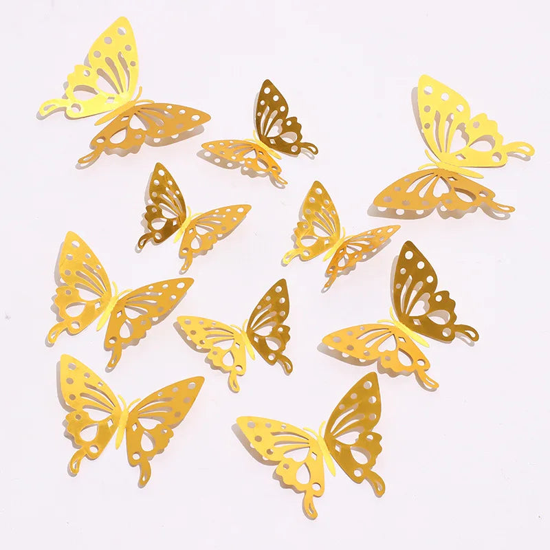 12 Pcs/Set 3D Wall Stickers Hollow Butterfly for Kids Rooms Home Wall Decor DIY Mariposas Fridge stickers Room Decoration