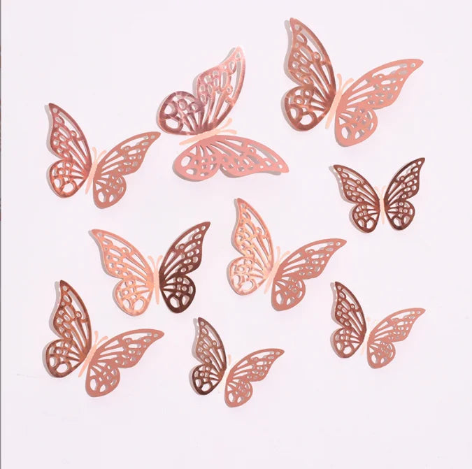 12 Pcs/Set 3D Wall Stickers Hollow Butterfly for Kids Rooms Home Wall Decor DIY Mariposas Fridge stickers Room Decoration