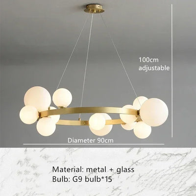 Clear White Glass Ball Chandeliers Parlor Dining Room Bedroom Hanging Lamp Cord Adjustable Creative Home Decoration Pendant