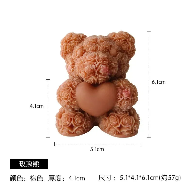 Creative 3D Rose Bear Aromatherapy Candles For Home Decoration Lovely Scented Candle Photography Props Festival Home Ornaments