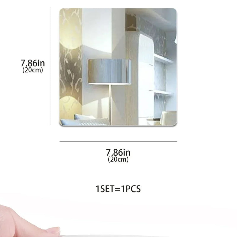 2mm Thicken 3D Square Mirror Wall Stickers Flexible DIY Acrylic Decorative Mirror With Adhesive Living Room Home Decoration