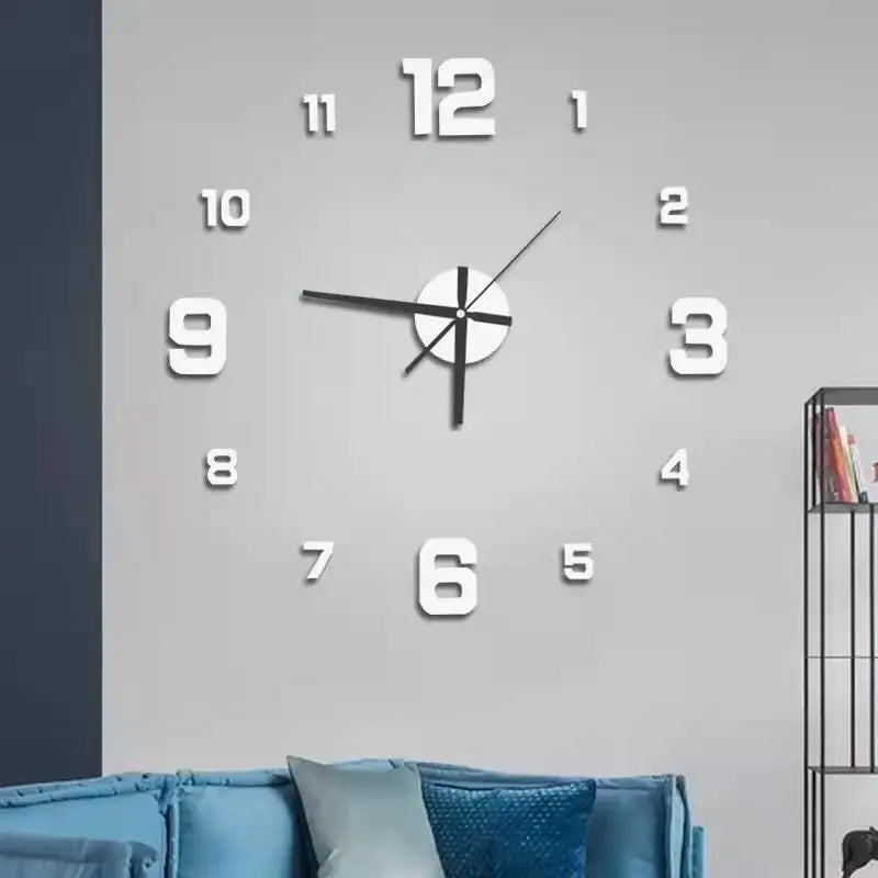 3D Luminous Wall Clock Frameless Acrylic DIY Digital Clock Wall Stickers Silent Clock for Living Room Bedroom Office Wall Decor