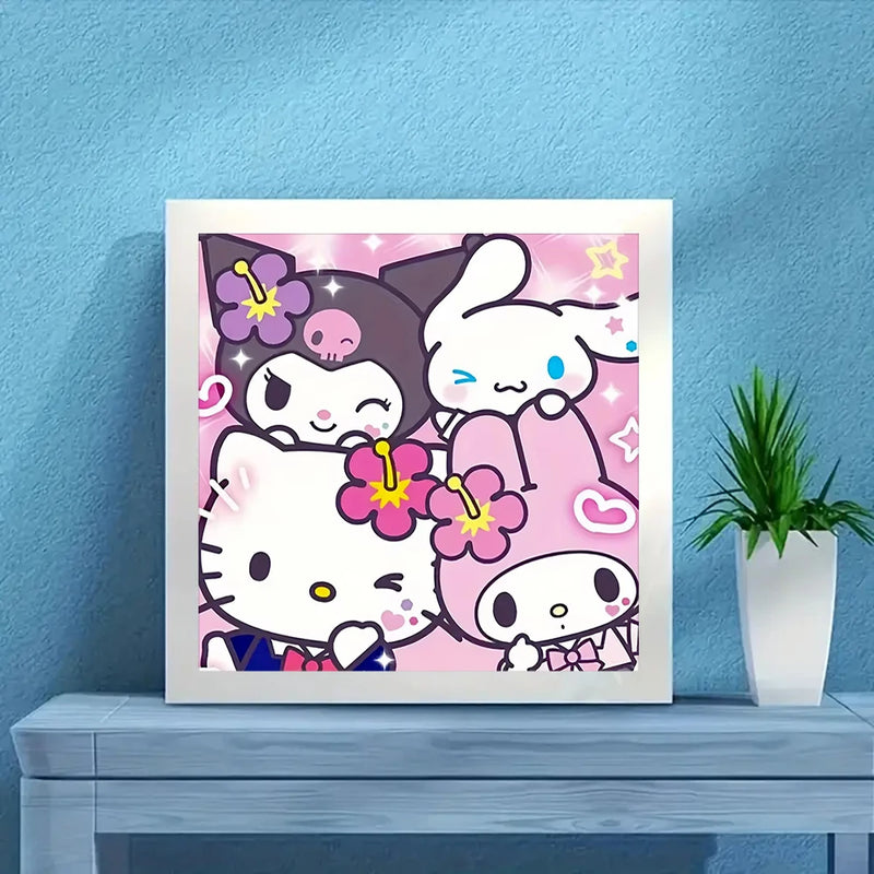 Sanrio Diamond Painting Hello Kitty Melody Cross Stitch Kuromi Cinnamoroll Mosaic Cartoon Painting Rhinestones Art Decor Home