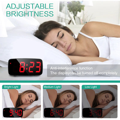 ORIA Alarm Clock Digital LED Clock Voice Control Snooze Time Temperature Display Night Mode Reloj Despertador Desktop Clocks