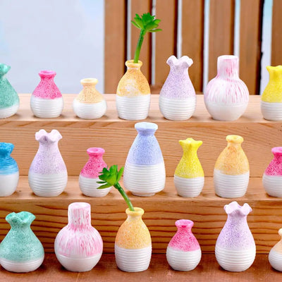 Modern Nordic Mini Resin Vase Miniature Flowerpot Small Mouth Vase Ornament Flower Vase Furniture  Micro Landscape Home Decor