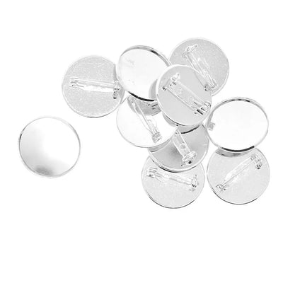 s Brooch Clasps Pin Blank Cabochon Trays Backs fit 25mm Round