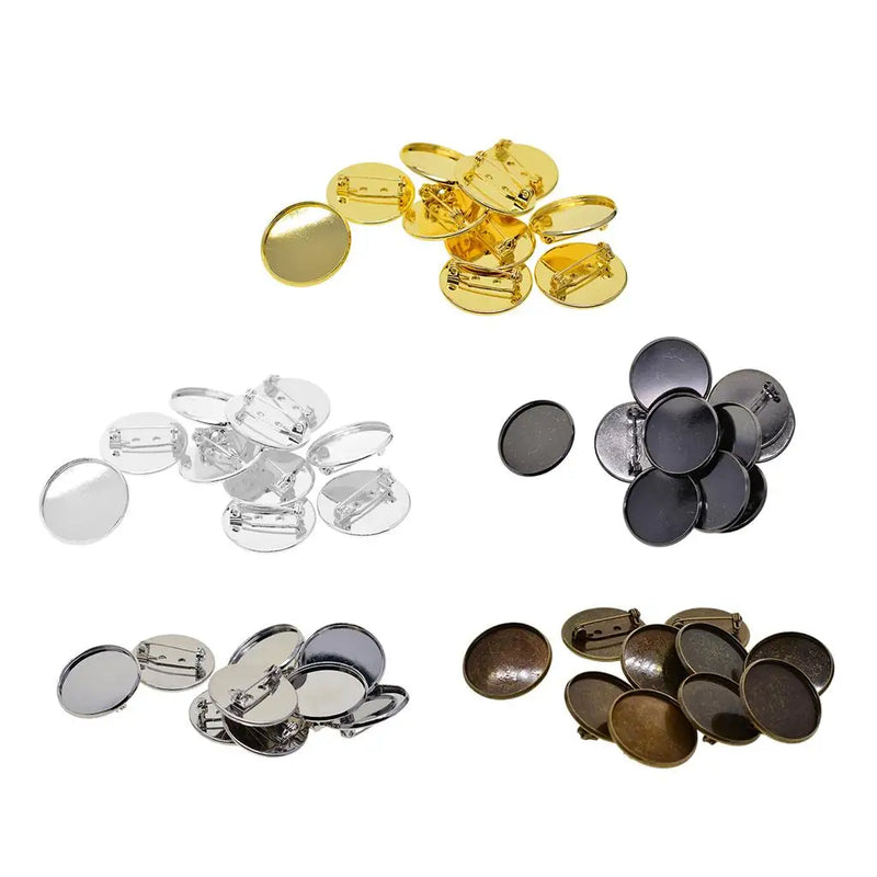 s Brooch Clasps Pin Blank Cabochon Trays Backs fit 25mm Round