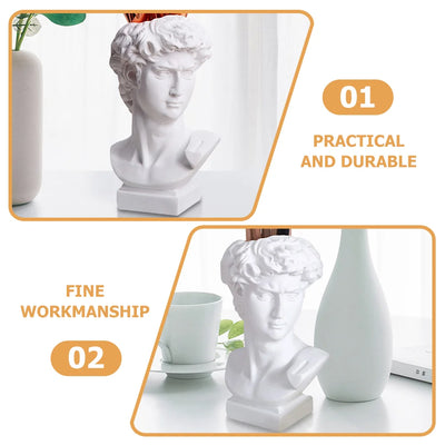 Vases Pen Holder Bust Planter Sticker Statue of David Greek Renaissance Decor White Holders Child