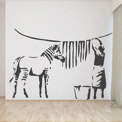 European Style Banksy Zebra Woman Wall Stickers Home Decor Girl Room Decor Sticker Interior Home Art Decor Removable Mural HL05