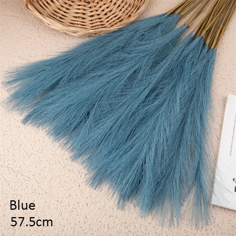 10Pcs Artificial Flower Pampas Grass Fake Plant Reed Wedding Decoration Flowers Blue Pampas Bouquet Boho Decor Home Accessories