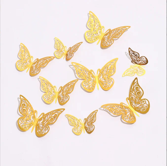 12 Pcs/Set 3D Wall Stickers Hollow Butterfly for Kids Rooms Home Wall Decor DIY Mariposas Fridge stickers Room Decoration