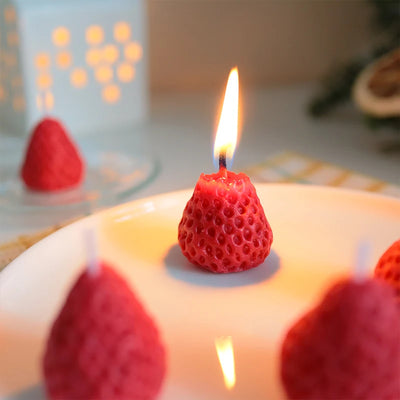 4PCS Strawberry Decorative Aromatic Candles Soy Wax Scented Candle for Birthday Wedding Candle