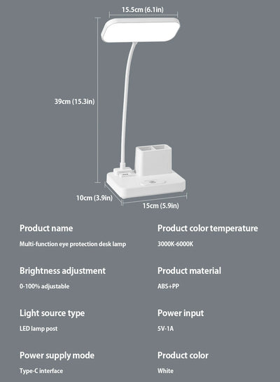 （Gift: Fan and pen holder）--3 Modes Touch Dimming USB Dimming Clip Table Lamp Student Dormitory Learning Study Table Light