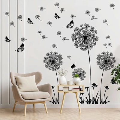 Black Dandelion Sitting Room Bedroom Wall Stickers Household Adornment Decor Decals Mural Art Poster On The Wall