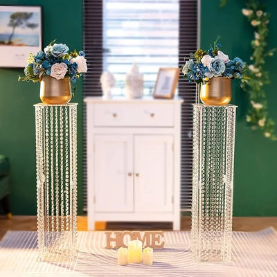 Acrylic Flower Stand Wedding Centrepieces: 10Pcs Flower Floor Vases with Crystal Chains 80cm Tall Vases Wedding Centrepieces for