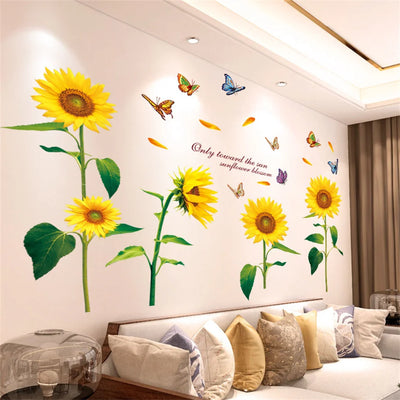 DIY Purple Lavender Living Room Wall Stickers Decor Self-adhesive Flowers Butterfly Wall Decals Mural Bedroom Home Decorations