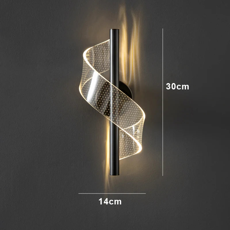 Nordic Spiral LED Pendant Lights Bedside Hanging Lamp Indoor Lighting Bedroom Living Room Home Decoration Modern Acrylic Light