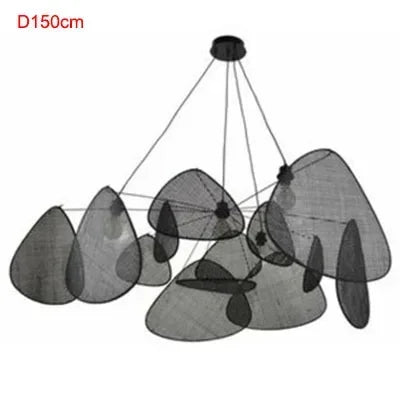 Modern Living Room Led Pendant lamp  Dining Room Leaf Grid Rural Hand Made Rattan Art Screen Chandeliers Bedroom Home Decor