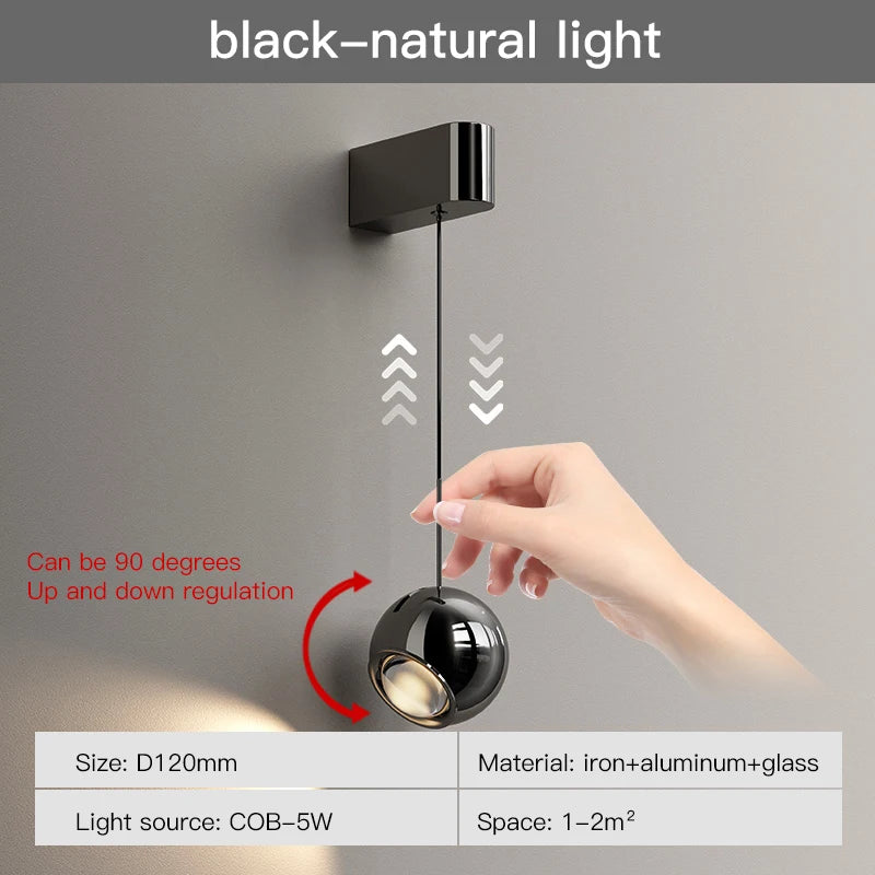 Modern Hanging Wall Lamp Adjustable For Bedroom Bedside Living Room Indoor Home Black Decor LED Wall Sconce Light Fixtures 2025