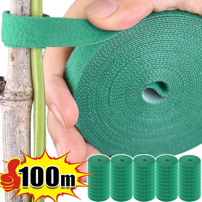 Self Adhesive Plant Nylon Cable Tie Green Adjustable Plants Hook Loop Support Garden Twine Bandage Reusable Fastener Tape Strips