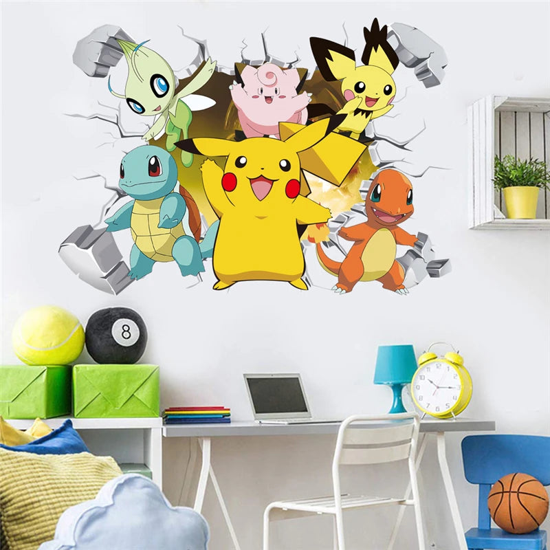 Cartoon Pikachu Wall Stickers For Kid&