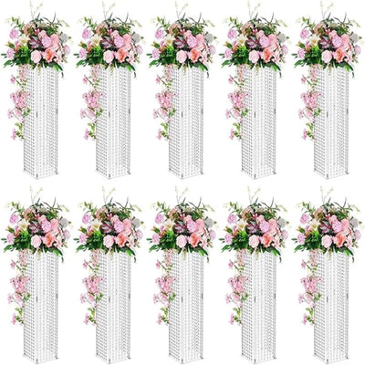 Acrylic Flower Stand Wedding Centrepieces: 10Pcs Flower Floor Vases with Crystal Chains 80cm Tall Vases Wedding Centrepieces for