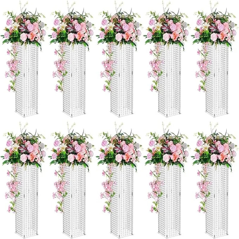 Acrylic Flower Stand Wedding Centrepieces: 10Pcs Flower Floor Vases with Crystal Chains 80cm Tall Vases Wedding Centrepieces for