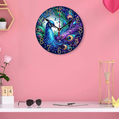 Peacock Special Shape 5D Diamond Painting Clock Art Craft Diamond Art Clock Pendants Kit Diamond Painting Clock for Home Decor