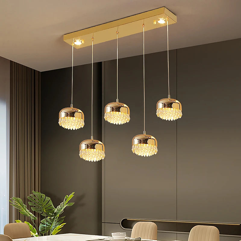 Light luxury Restaurant lamp, Fashionable Dressing room Pendant Lamp, Creative Bar Desk Lamp, 3-head Circular Crystal Lamp