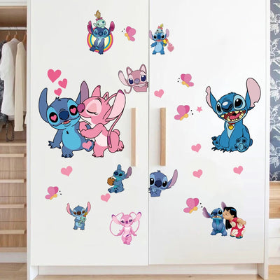 MINISO Cartoon Lilo & Stitch Wall Stickers For Kid's Room Kindergarten Living Room Bedroom Wall Decoration Animated Poster