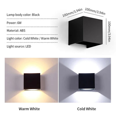 LED Modern Wall Lamp AC110V 220V 6W Cold White/Warm White Adjustable Surface Mounted Cube Led Garden Porch Light Indoor Outdoor