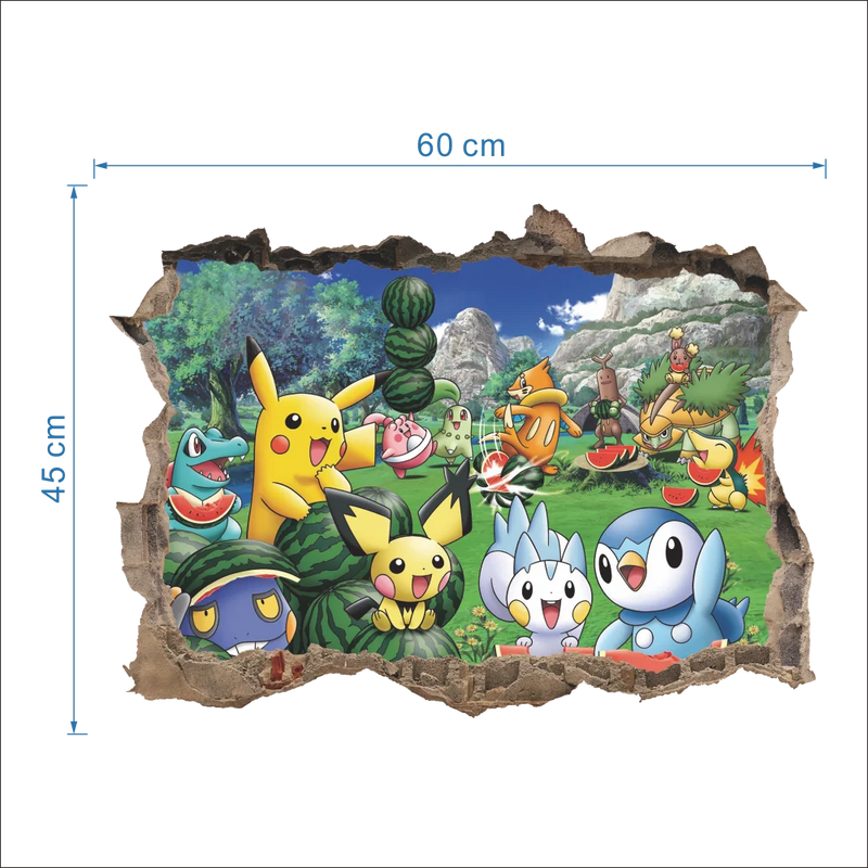 Cartoon Pokémon Pikachu Wall Sticker For Kids Room Living Room Bedroom Wall Decoration Kids Gifts Door Sticker  Cute Posters