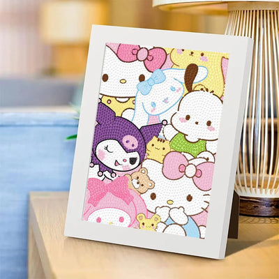 Sanrio Diamond Painting New Hello Kitty Kuromi Full Round Diamond Mosaic Art 5D DIY Cross Stitch Kits Home Decor with Frame