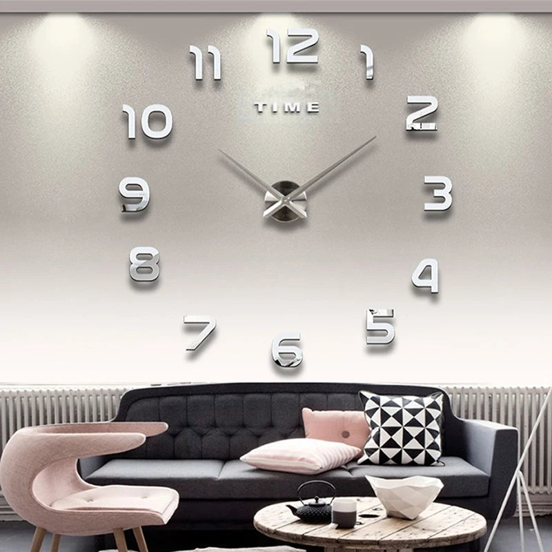 Fashion Modern Design Large Wall Clock 3D DIY Quartz Clocks Watches Acrylic Mirror Stickers Living Room Home Decor Horloge