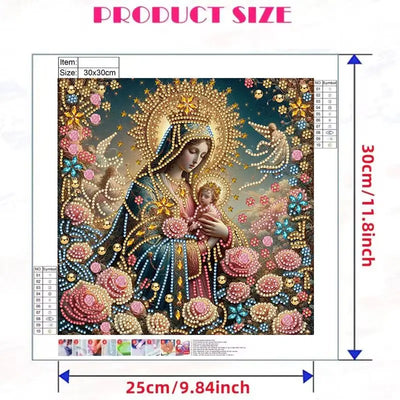 CHENISTORY DIY Special Shape Diamond Portrait The Virgin Mary and the Baby Jesus Art Kits Diamond Art Painting For Adults Craft