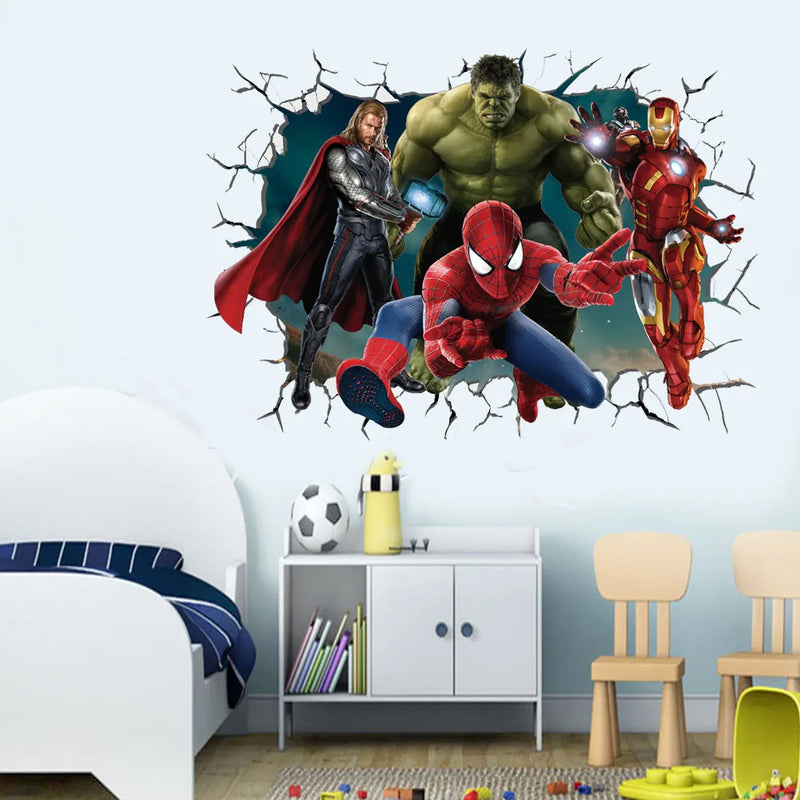 3D avengers wall stickers living room bedroom wall decoration Super hero movie poster wall stickers for kids rooms