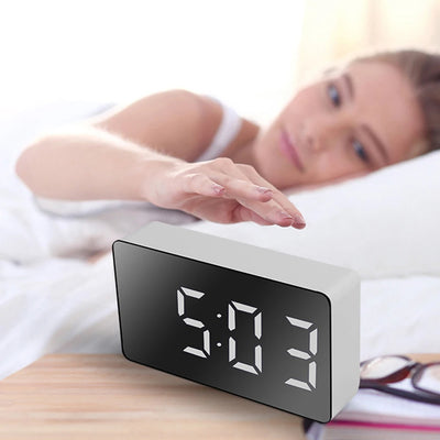 LED Digital Alarm Clock Bedroom Bedside Mirror LEC Clocks Temperature Electronic Table Clock Watch Date Display