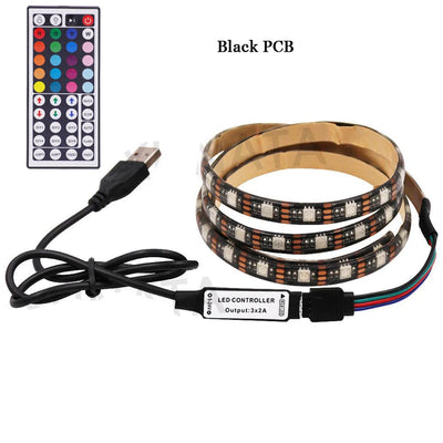 5V USB LED Strip RGB Light 5050 24key / 44key Remote Control Kit USB Power Waterproof Flexible Led Tape Adhesive TV Backlights