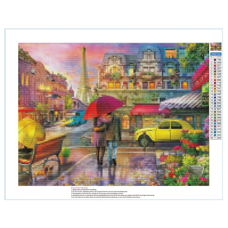 5D Diamond Painting Diamond Embroidery Street Resin Diamond Mosaic Town Landscape DIY Home Design Decoration