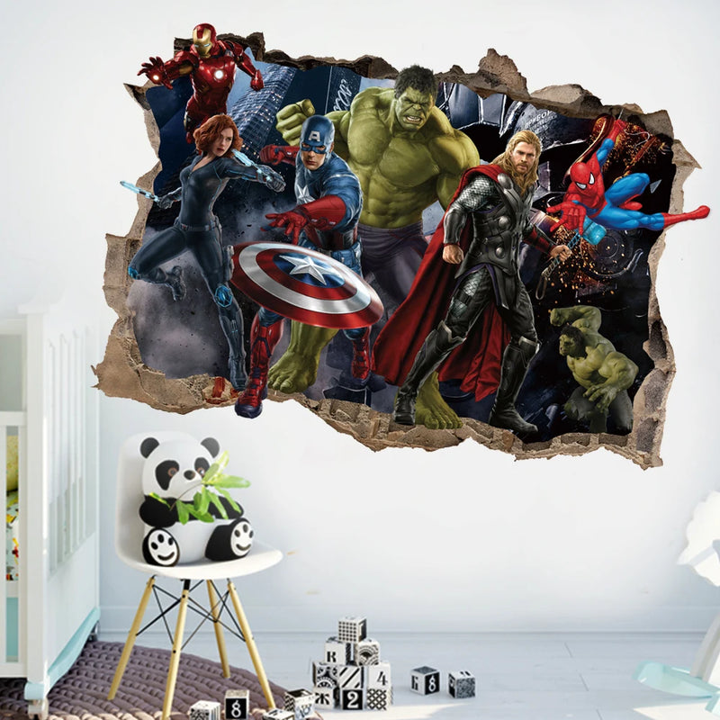 3D avengers wall stickers living room bedroom wall decoration Super hero movie poster wall stickers for kids rooms