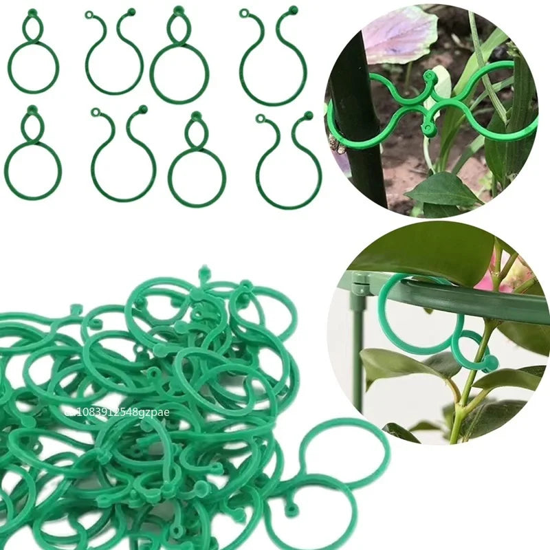 50/100Pcs Plastic Garden Vine Strapping Clips Tie Plant Bundled Buckle Ring Garden Tomato Grapevine Hook Plants Support Tools