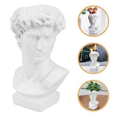 Vases Pen Holder Bust Planter Sticker Statue of David Greek Renaissance Decor White Holders Child