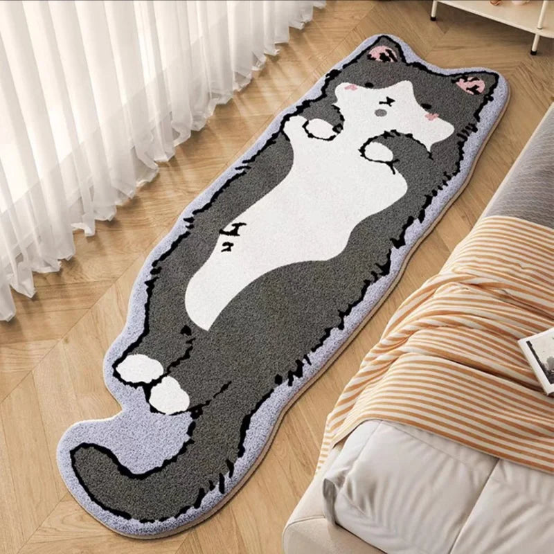 Fried Cat Rug Cute Cartoon Kitty Bedroom Bedside Carpet Living Room Sofa Alien Rug Bay Window Before Bed Long Strip Cushion