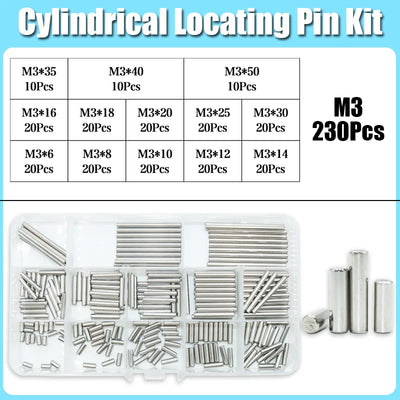 Dowel Pin Assortment Kit M1 M2 M2.5 M3 M4 M5 M6 M8 304 Stainless Steel  Locating Dowel Pin Shelf Support Peg Solid Cylinder Pin