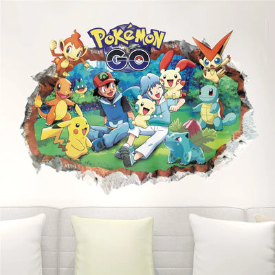 Cartoon Pokémon Pikachu Wall Sticker For Kids Room Living Room Bedroom Wall Decoration Kids Gifts Door Sticker  Cute Posters