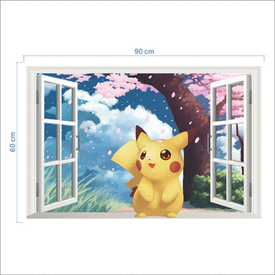 Cartoon Pokémon Pikachu Wall Sticker For Kids Room Living Room Bedroom Wall Decoration Kids Gifts Door Sticker  Cute Posters