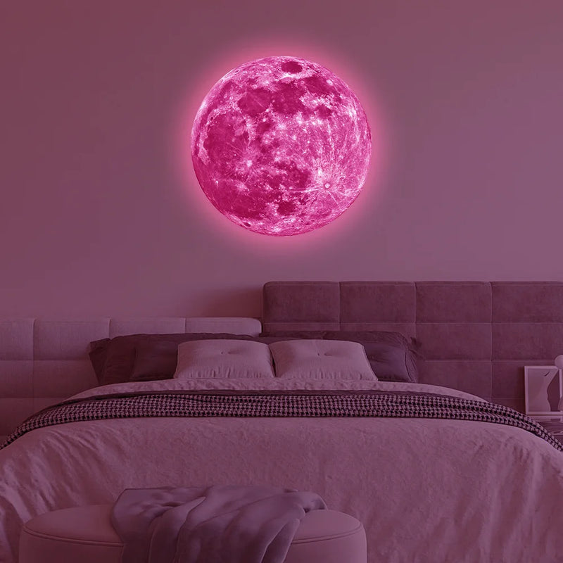 Hot Sale 3D Luminous Moon Wall Sticker Glow In The Dark Fluorescent Sticker PVC Home Kids Room Decals Wall Decor Wallpaper