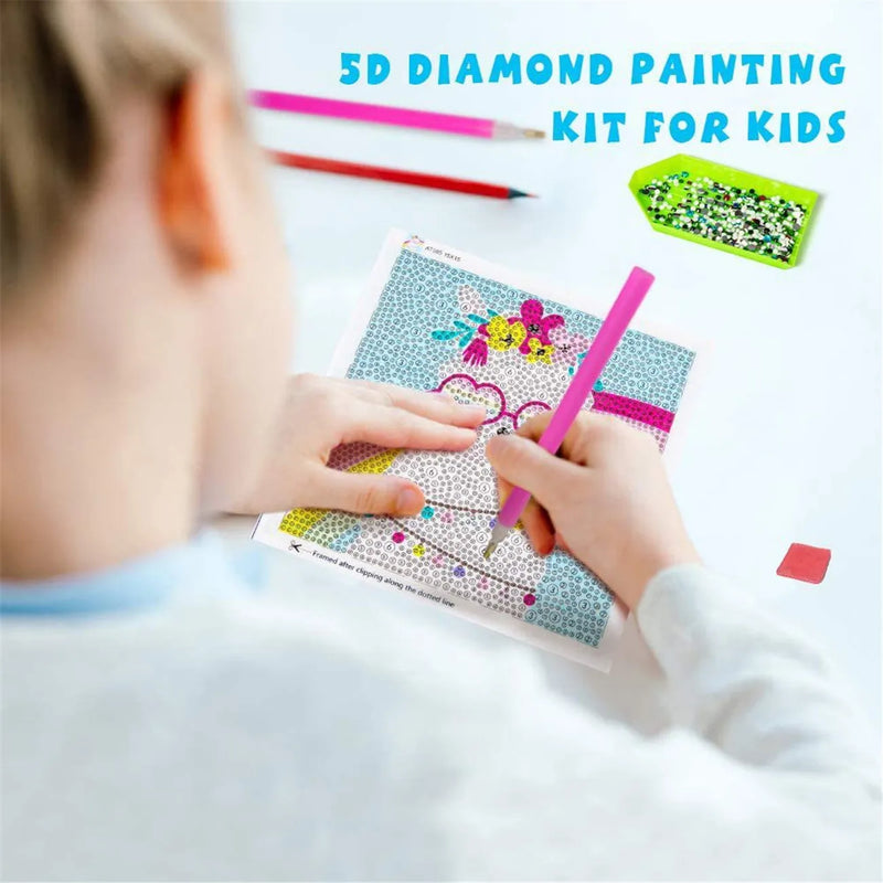 DIY Diamond Painting by Number Kits for Kids Cartoon Animal Picture Crystal Rhinestone Diamond Embroidery for Children Gifts