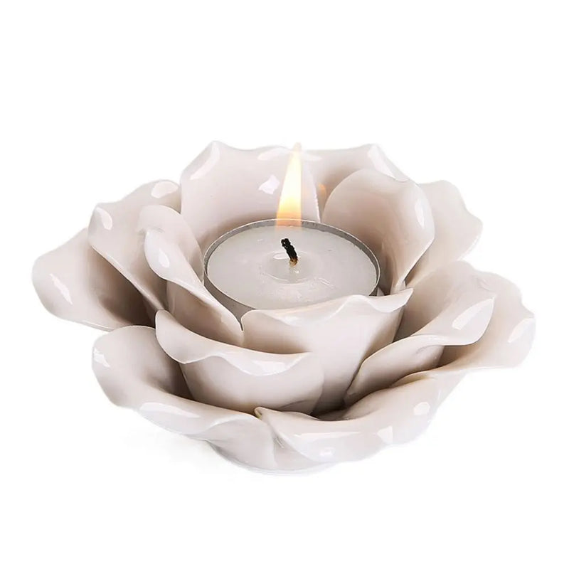 Light Luxury 3D Rose Flower Candlestick Handicraft Exquisite Lotus Candle Holder Simple Emulation Flower Ornaments Photo Props