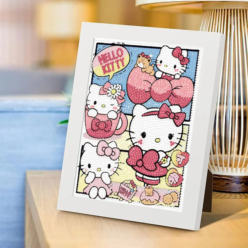 Sanrio Diamond Painting New Hello Kitty Kuromi Full Round Diamond Mosaic Art 5D DIY Cross Stitch Kits Home Decor with Frame